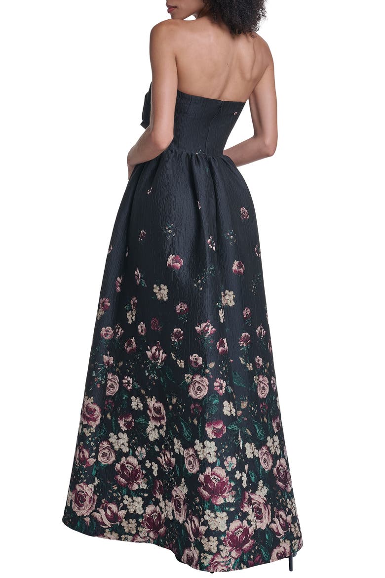Floral Print Fils Coupé Ballgown, Alternate, color, BLACK MULTI