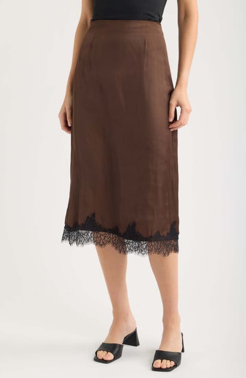 Peppers Lace Trim Midi Skirt