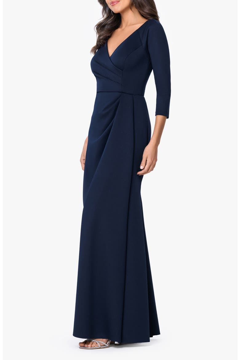 Ruched Scuba Knit Gown, Alternate, color, MIDNIGHT