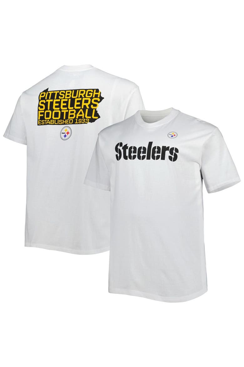 Men's Fanatics Branded White Pittsburgh Steelers Big & Tall Hometown Collection Hot Shot T-Shirt, Alternate, color, White