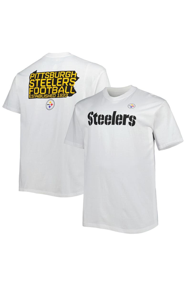 FANATICS Men's Fanatics Branded White Pittsburgh Steelers Big & Tall Hometown Collection Hot Shot T-Shirt, Alternate, color,