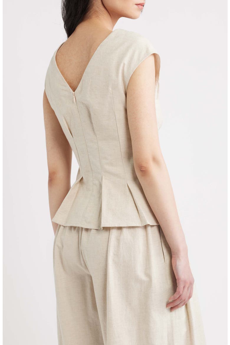 Nova Pleated Cap Sleeve Cotton & Linen Top, Alternate, color, NATURAL