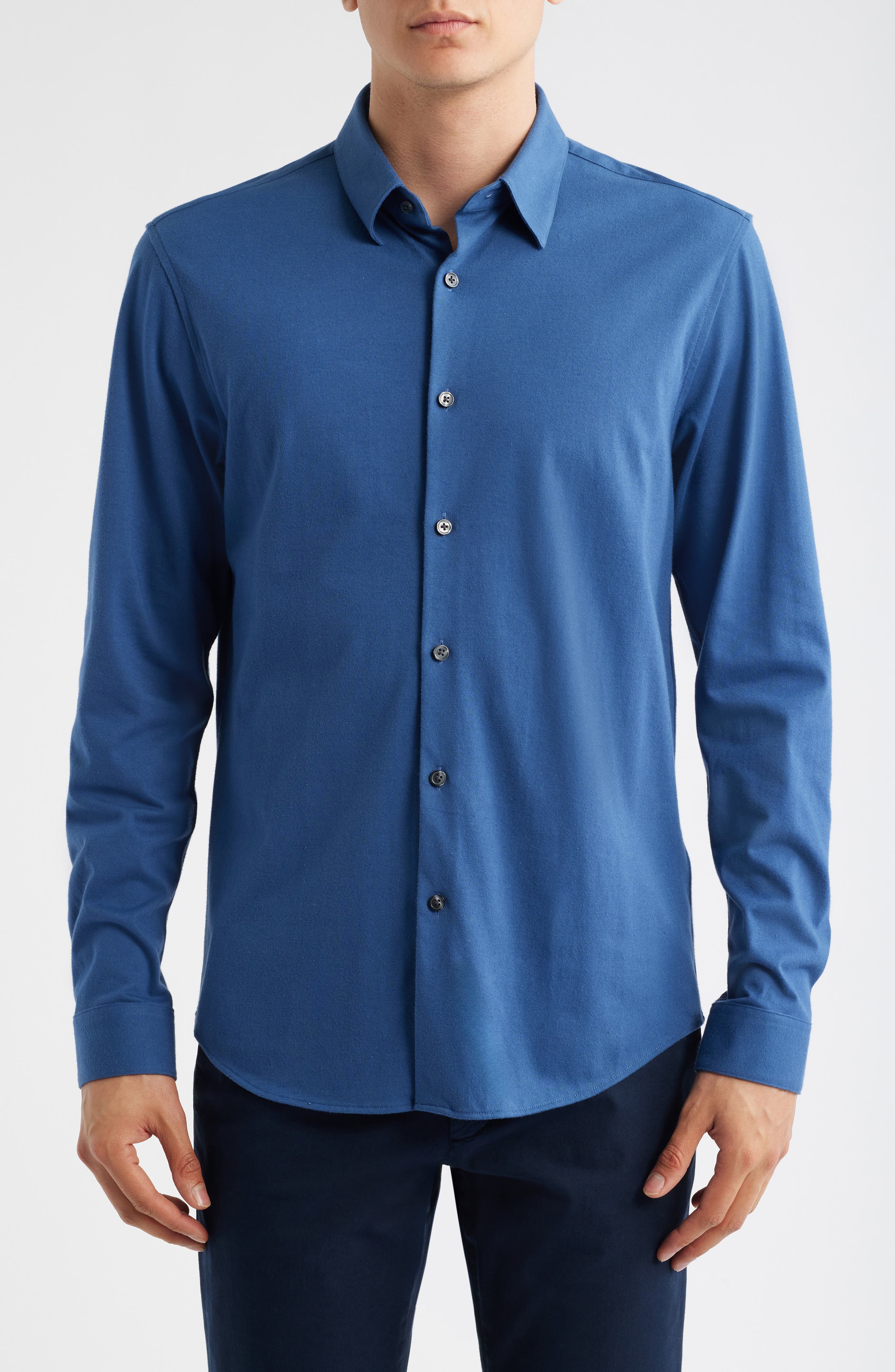 Theory Irving Structure Knit Button-Up Shirt