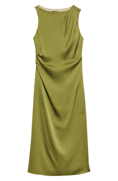 Theory Ruched Sleeveless Midi Dress In Green