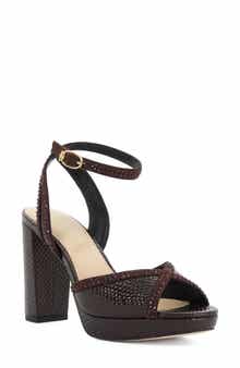 Merritt Crystal Croc Embossed Platform Sandal