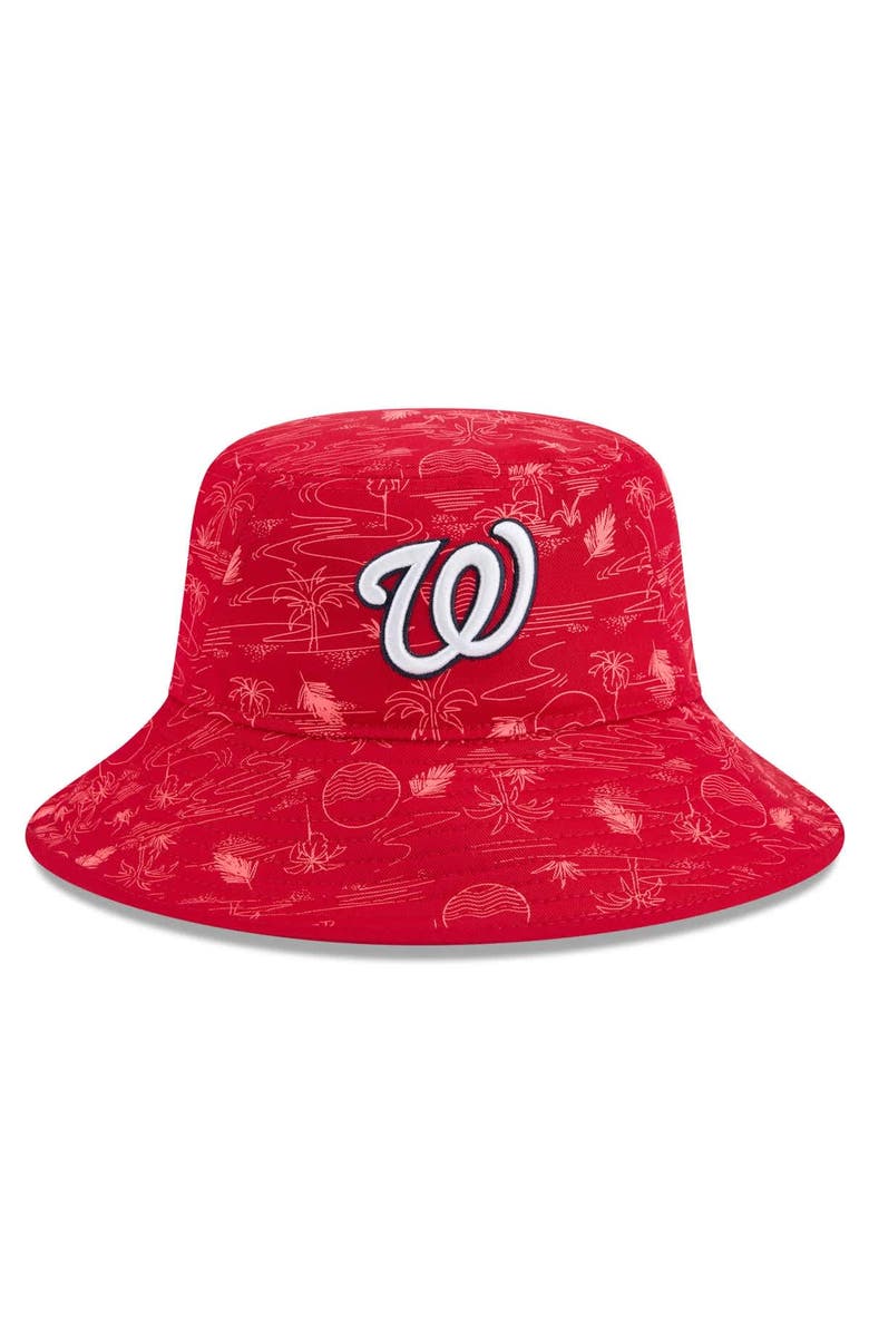 New Era Men's New Era  Red Washington Nationals 2025 Spring Training All Over Print Bucket Hat, Alternate, color, 