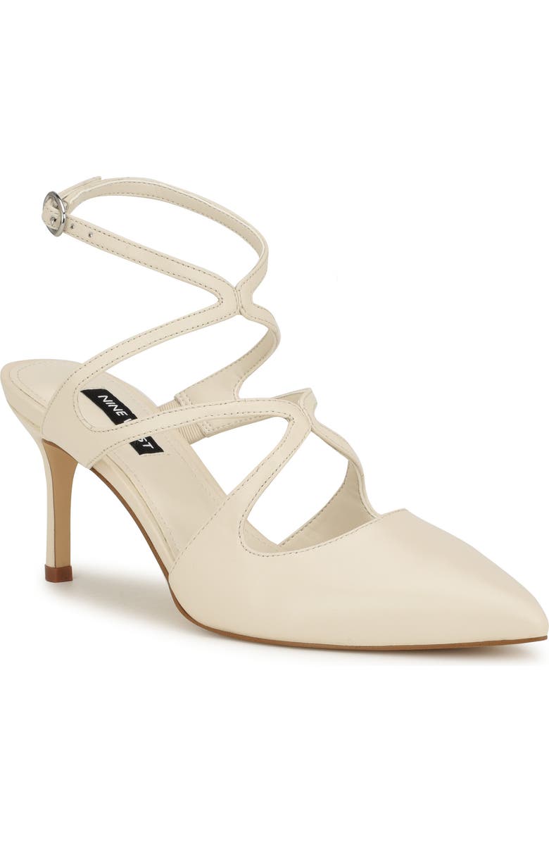 Nine West Maes Ankle Strap Pointed Toe Pump, Main, color, Ivory