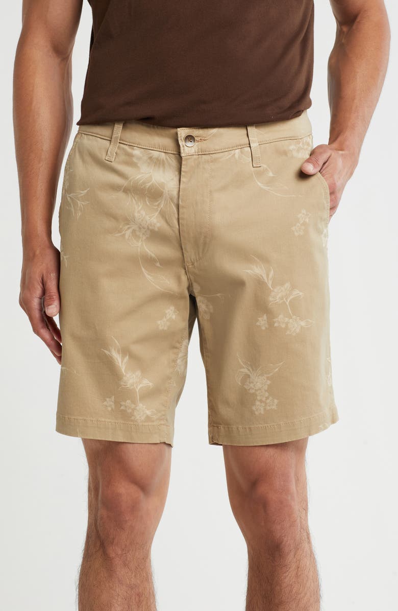 AG Flora Print Slim Fit Shorts, Main, color, Botanical Flower Chai Latte