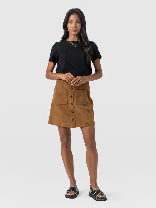 Saint + Sofia Luther Suede Mini Skirt In Brown