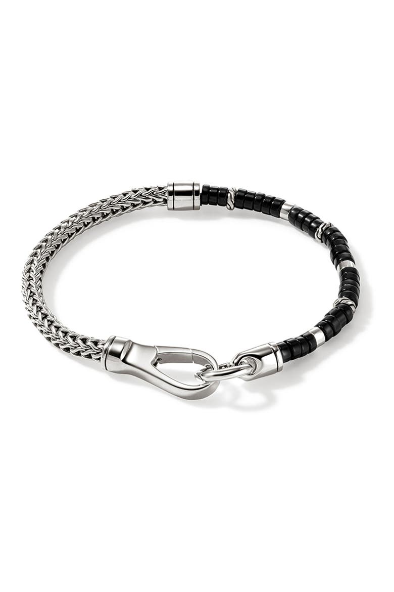 Heishi Chain Bracelet, Sterlings Silver, Turquoise, Alternate, color, TREATED BLACK ONYX