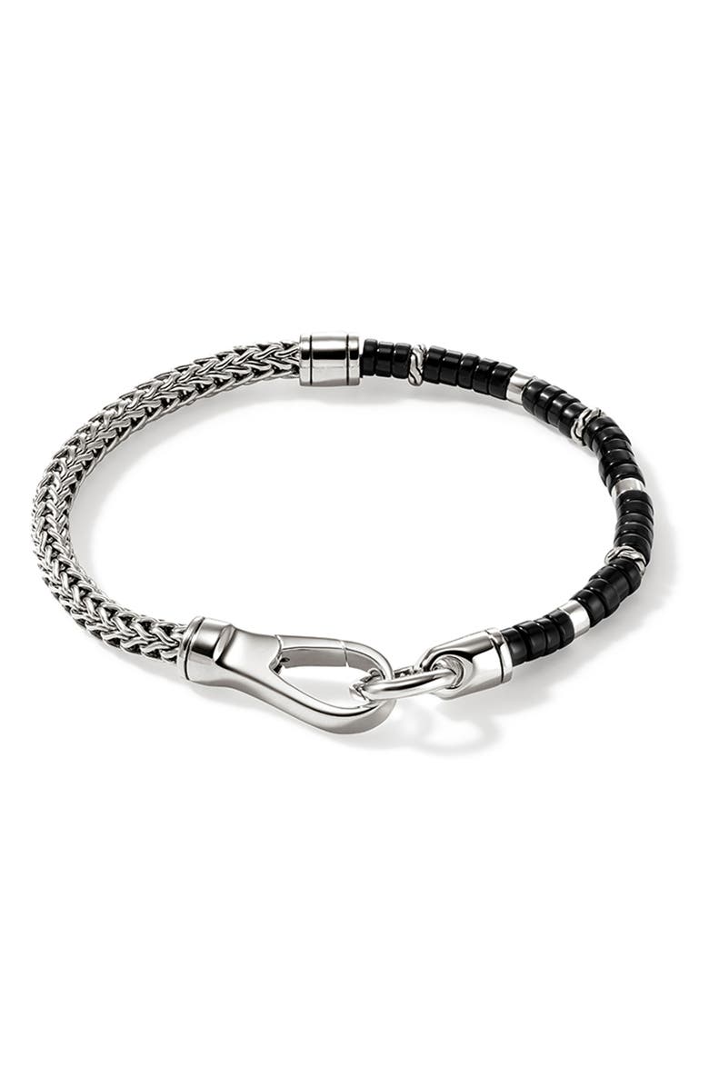 John Hardy Heishi Chain Bracelet, Sterling Silver, Hardstones, Alternate, color, Treated Black Onyx