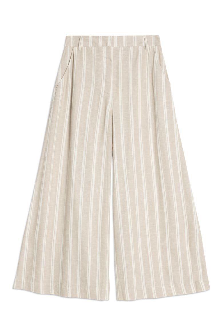 Linen Stripe Culotte, Alternate, color, Cream