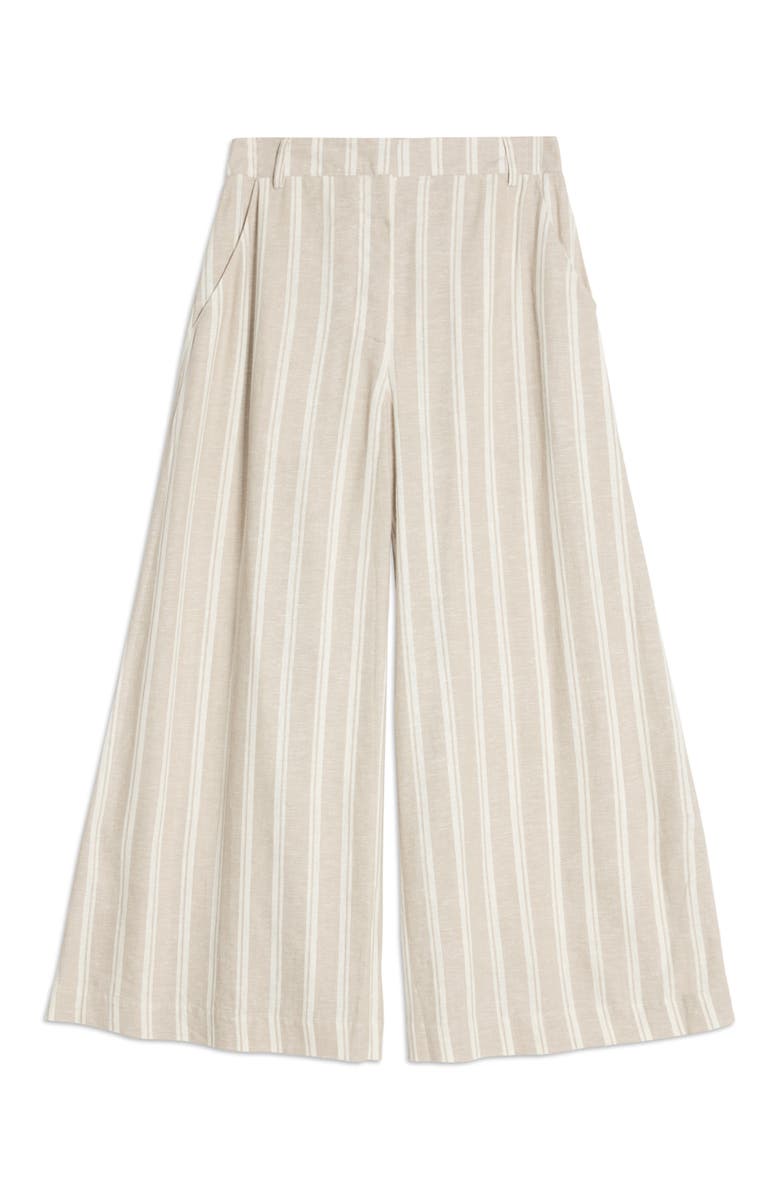 Albaray Linen Stripe Culotte, Alternate, color, Cream