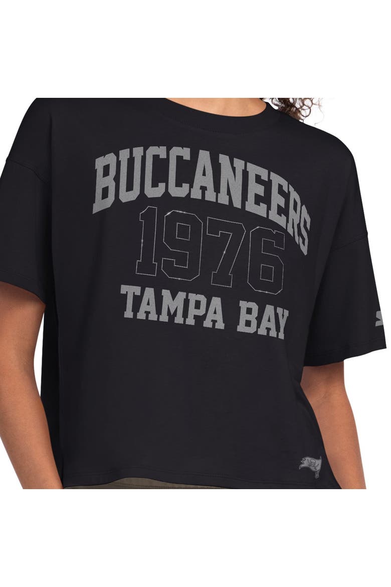 Women's Starter  Black Tampa Bay Buccaneers Rhinestone Boxy Cropped T-Shirt, Alternate, color, Black