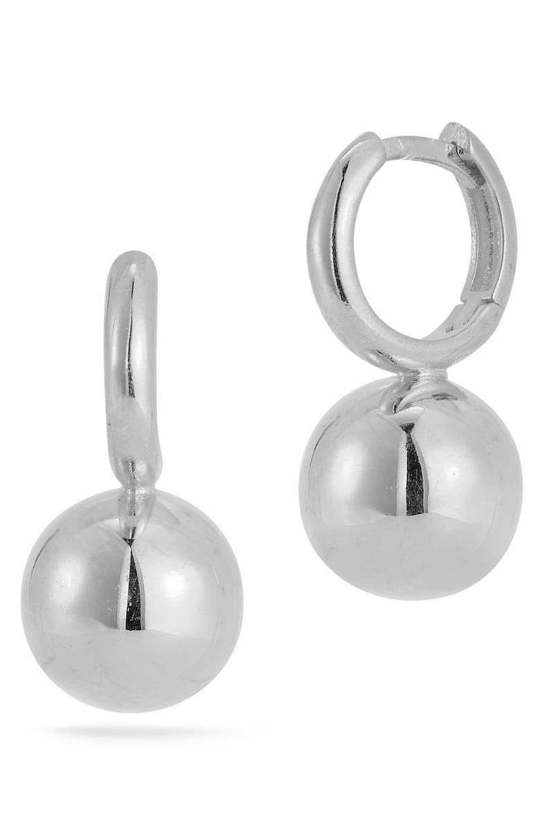 CHLOE AND MADISON Ball Drop Huggie Hoop Earrings, Main, color, Silver