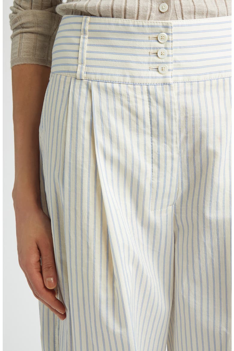 Stripe Organic Cotton & Silk Balloon Pants, Alternate, color, WHITE/ COBALT
