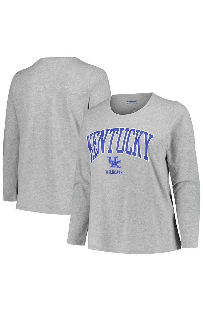 PROFILE Women's Profile Heather Gray Kentucky Wildcats Plus Size Arch Over Logo Scoop Neck Long Sleeve T-Shirt, Main, color, 