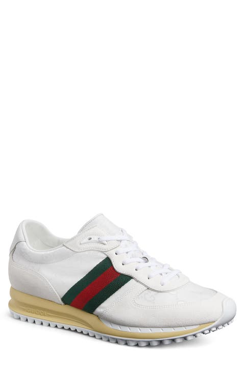 スニーカー GUCCI Men Sneakers White 765054AACV8 9055 Gucci Men's White Sneakers with Brand Logo - E-SEVEN STORE