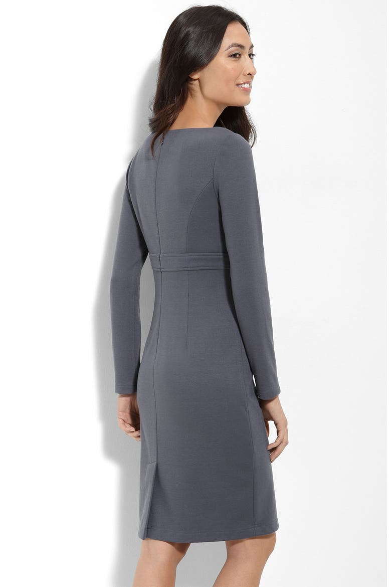 Draped Panel Ponte Knit Sheath Dress, Alternate, color, STERLING