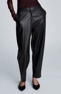 Kenneth Cole High Waist Faux Leather Barrel Leg Pants