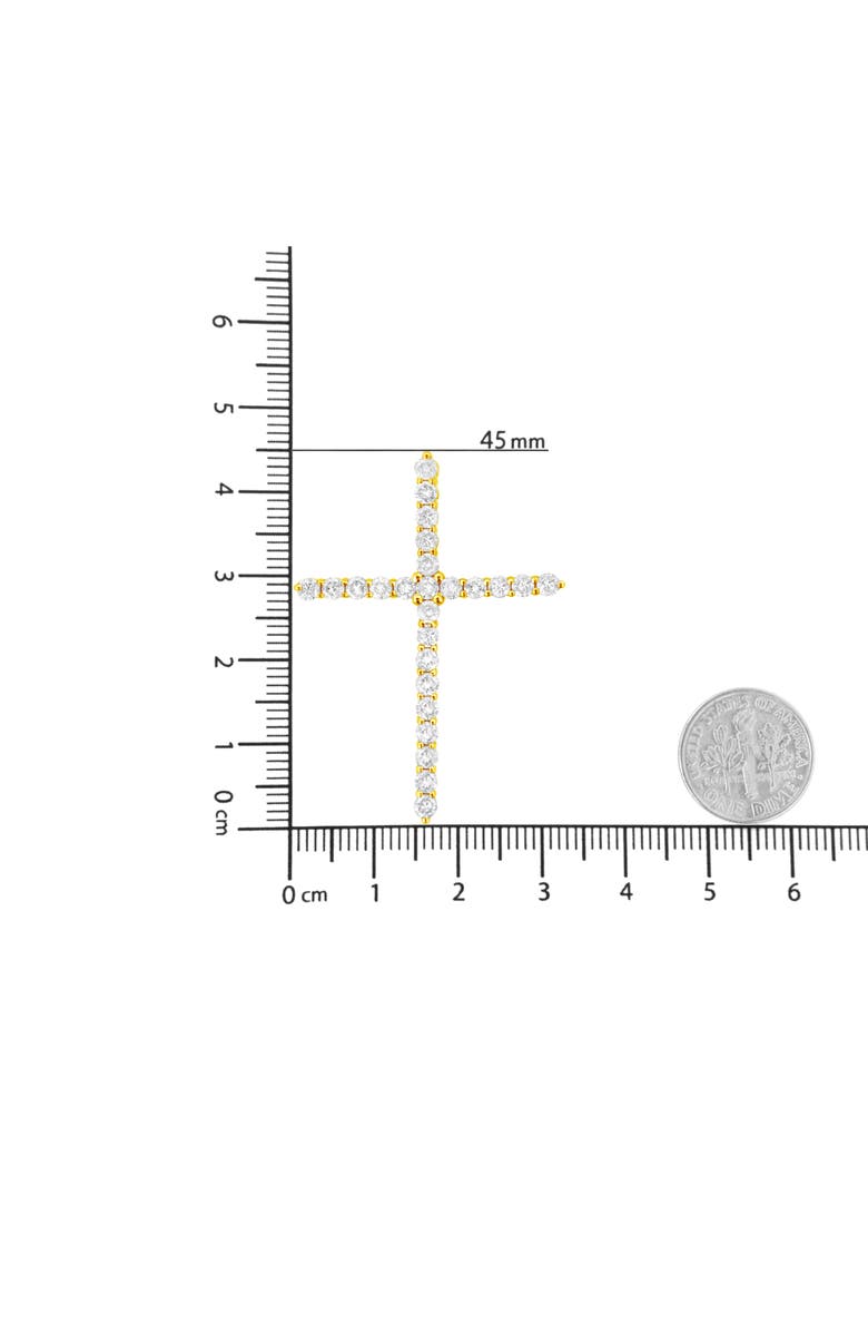 Haus of Brilliance 10K Yellow Gold Plated Silver 2.0 Cttw Round Cut Diamond Cross Pendant Necklace, Alternate, color, Yellow