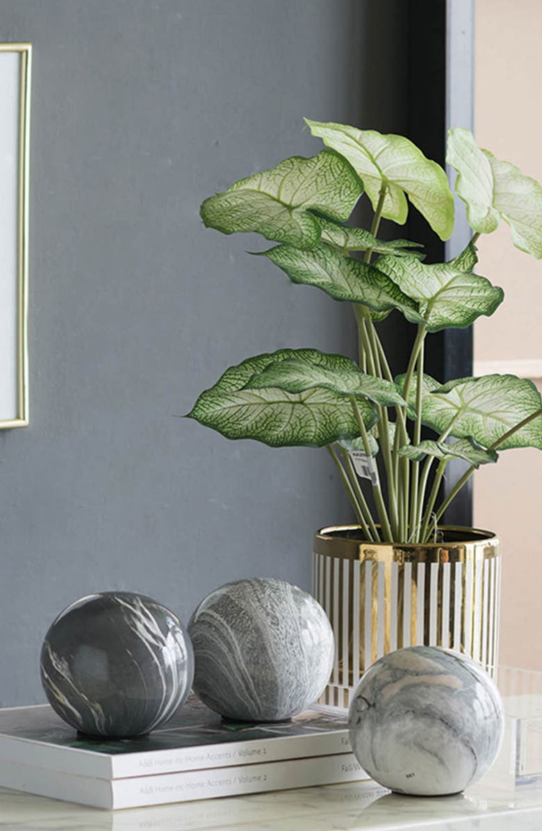 A & B Home Set of 6 Marbleized Ball Accents, Alternate, color, Gray