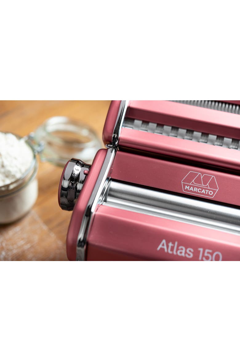 Atlas 150 Pasta Machine with Cutter, Hand Crank, and Instructions, Made in Italy, Alternate, color, Powder Pink