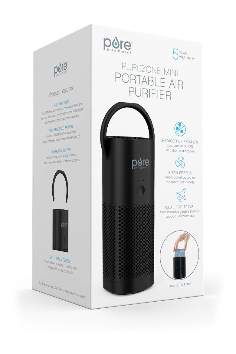 PureZone Mini Portable True HEPA Air Purifier - Black, Alternate, color, BLACK