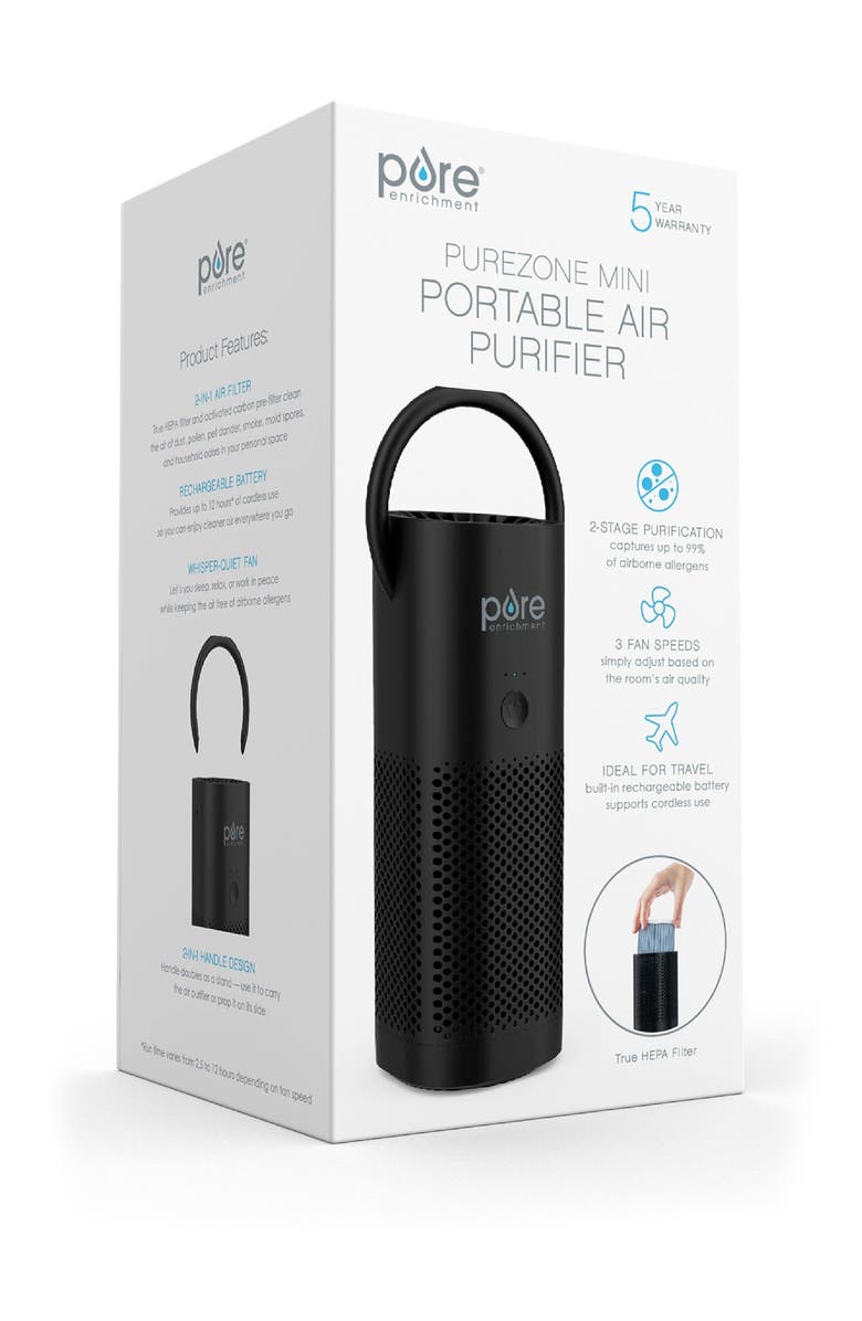 PURE ENRICHMENT PureZone Mini Portable True HEPA Air Purifier - Black, Alternate, color, Black