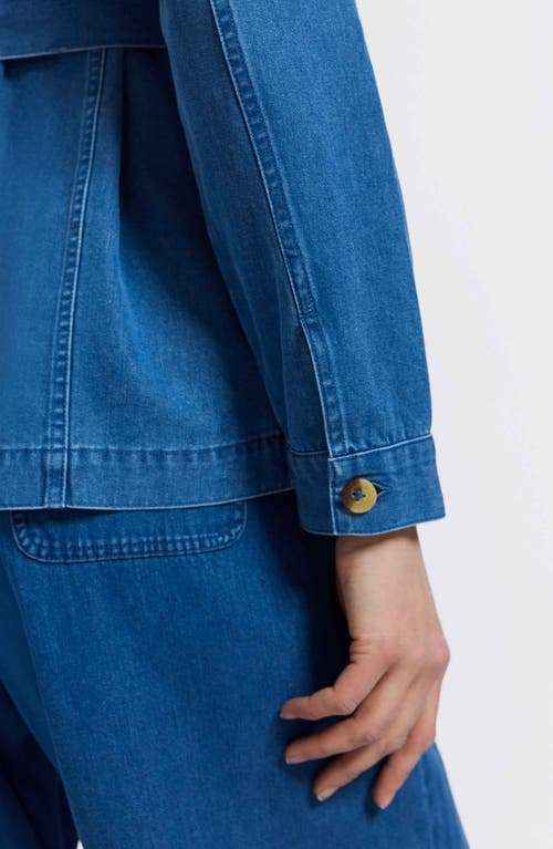 Foxcroft Stella Belted Denim Utility Jacket In Blue