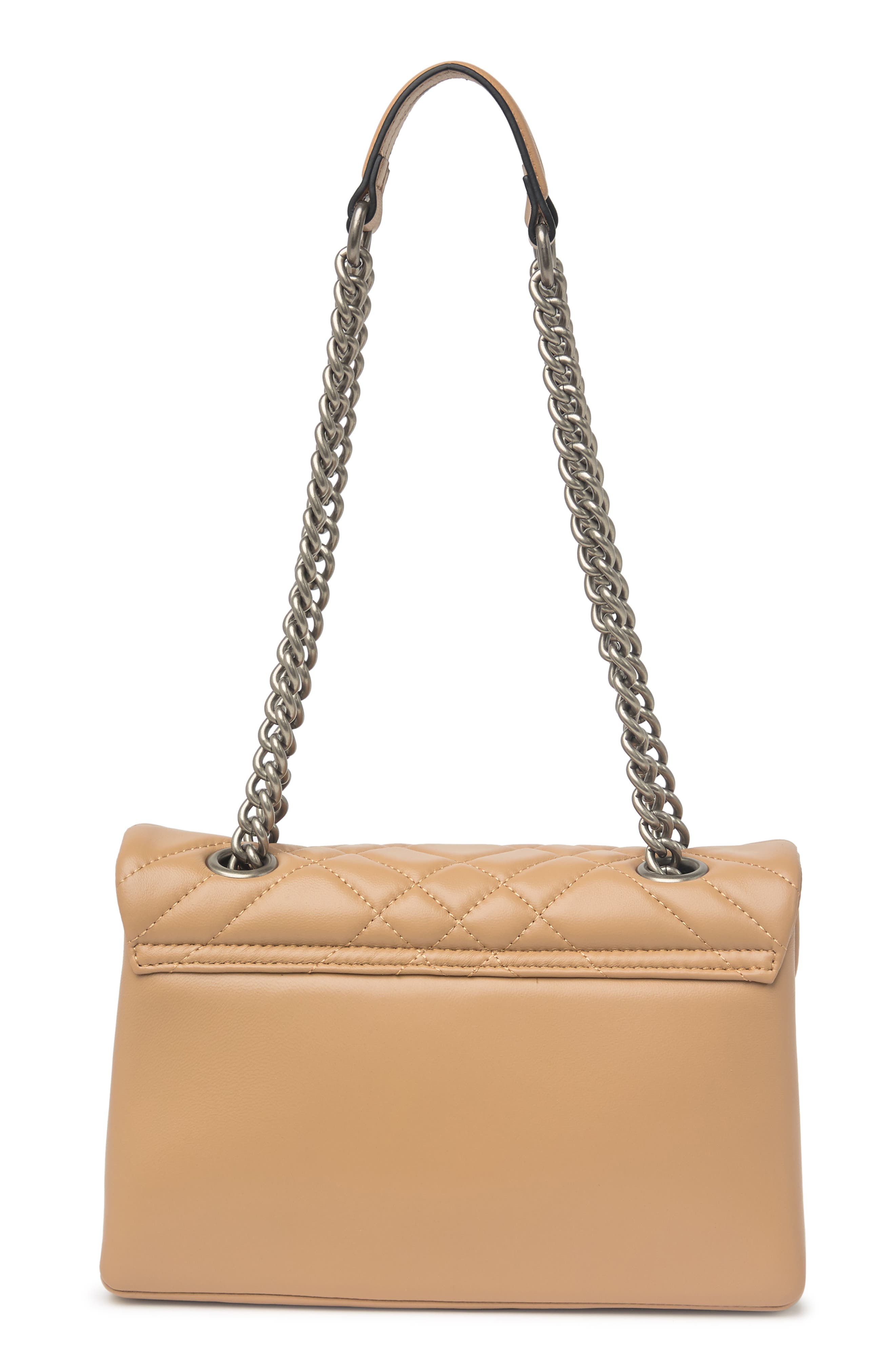 Kurt Geiger Brixton Diamond Quilted Leather Pad Lock Shoulder Bag, Alternate, color, Light/Pastel Brown