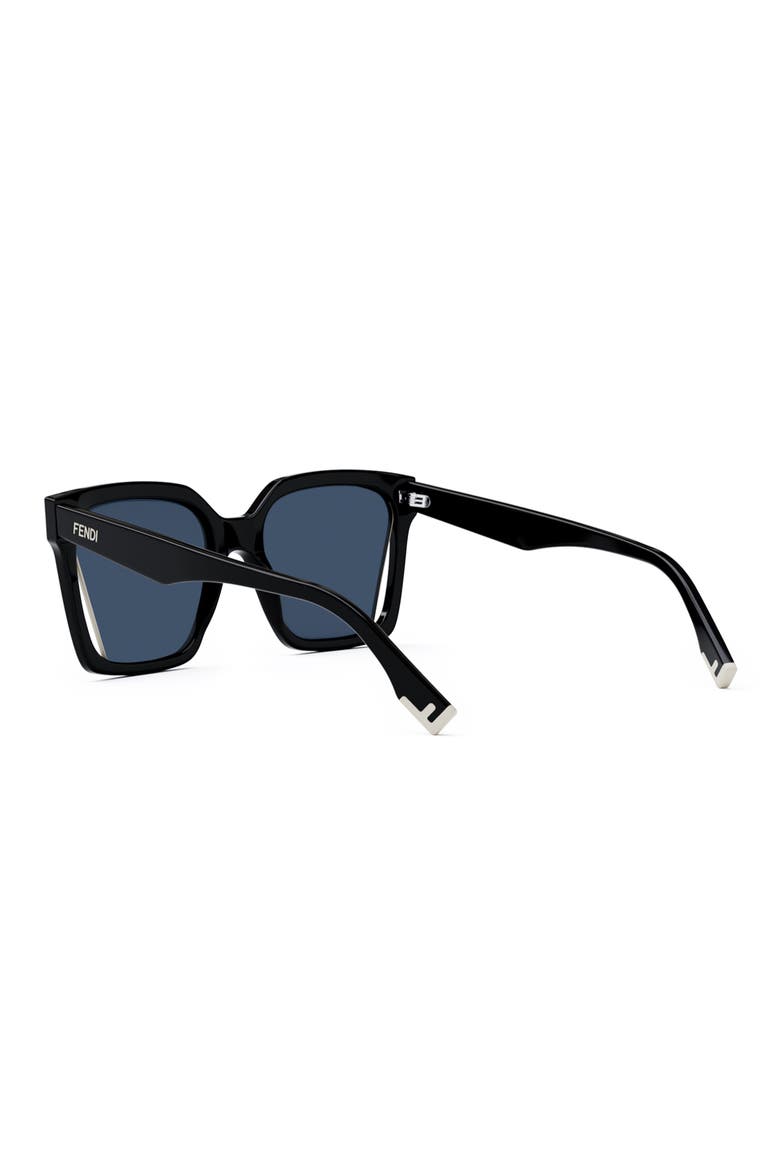 'Fendi Way 55mm Geometric Sunglasses, Alternate, color, SHINY BLACK / BLUE