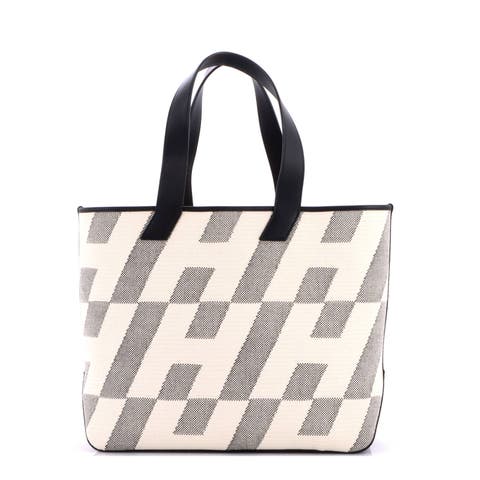 Cabas H en Biais Tote Canvas with Leather 40