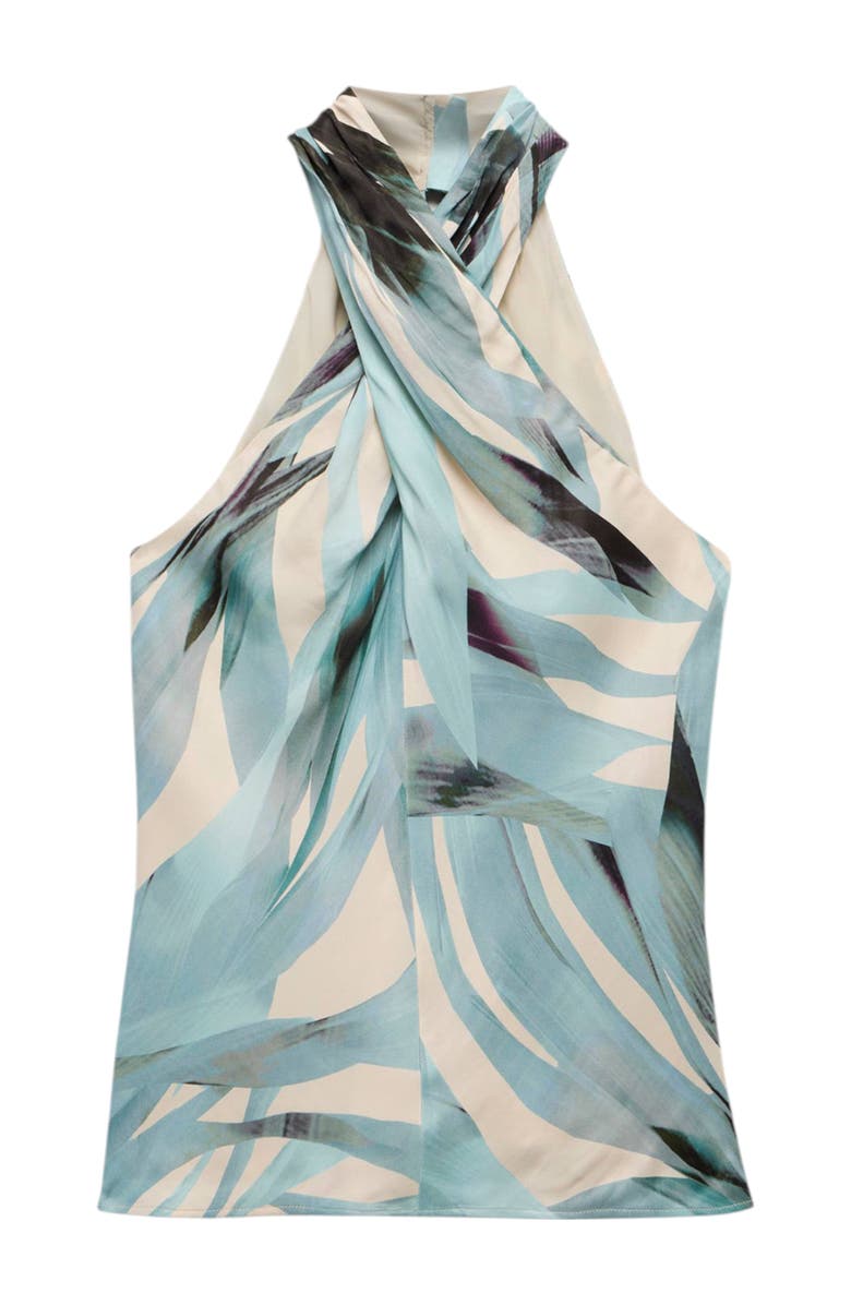 MINT VELVET Print Satin Halter Top, Alternate, color, Blue