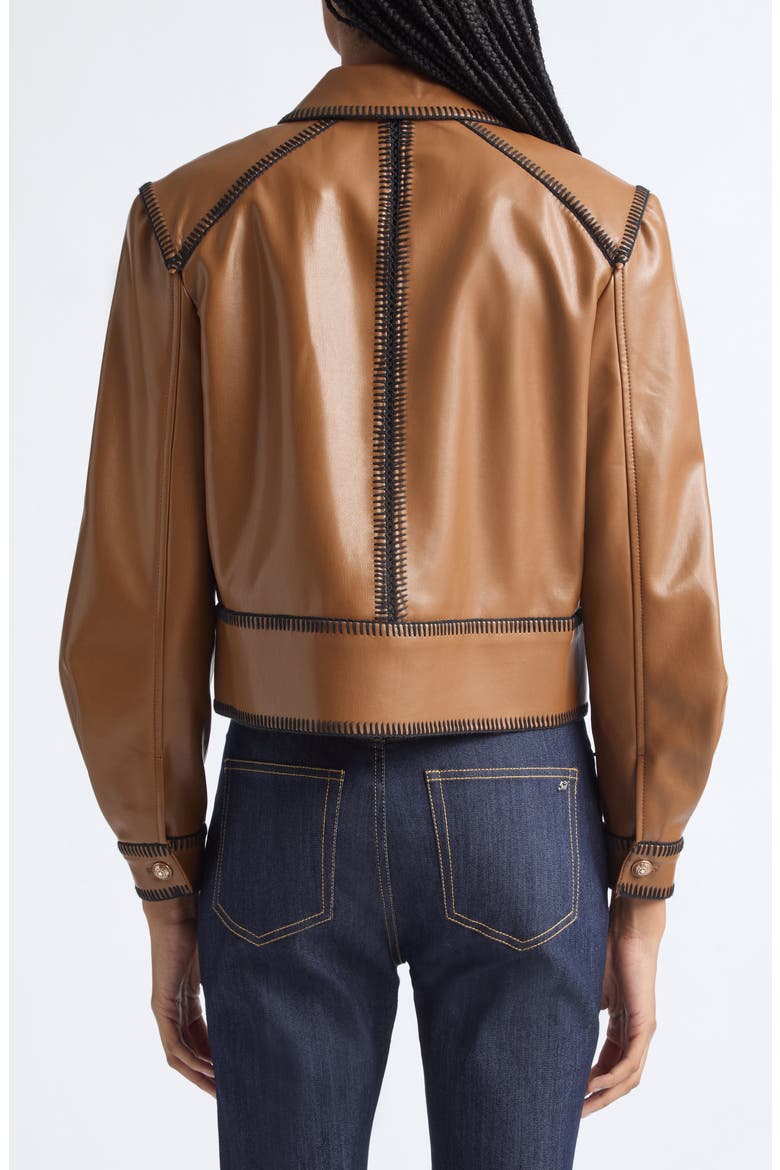 Kimmy Whipstitch Faux Leather Jacket, Alternate, color, CHOCOLATE MILK/ BLACK