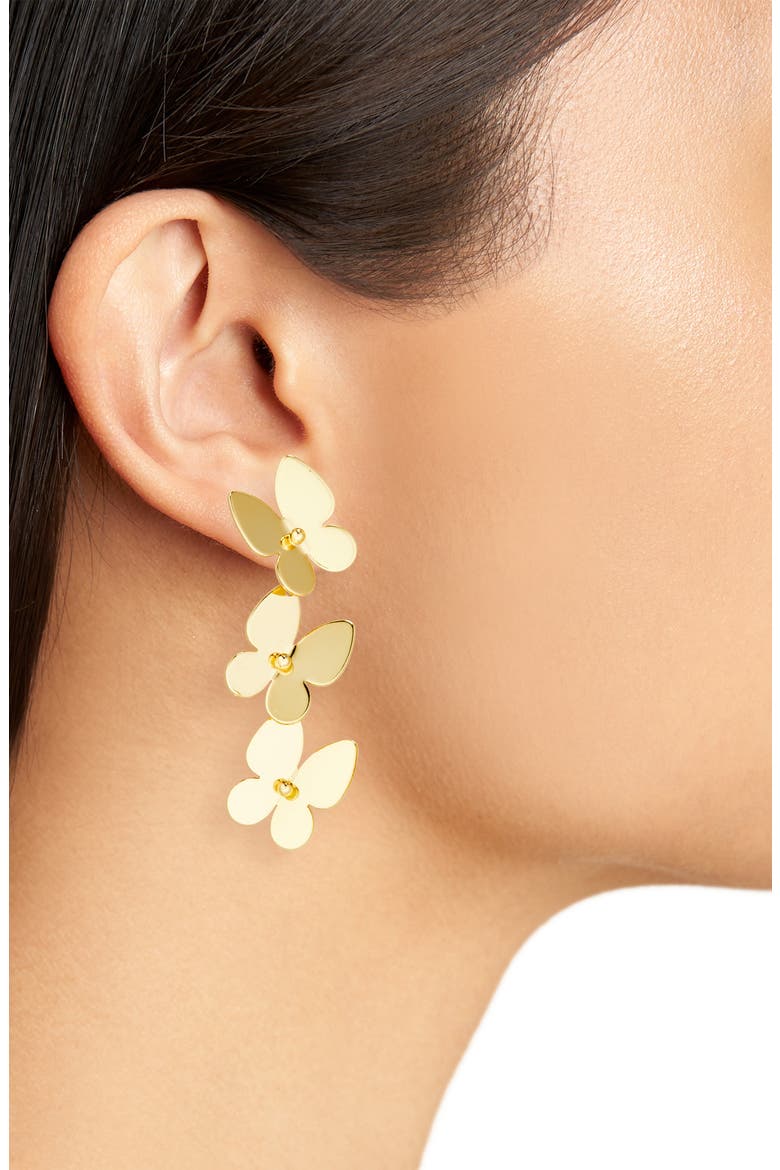 Belinda Butterfly Drop Earrings, Alternate, color, GOLD