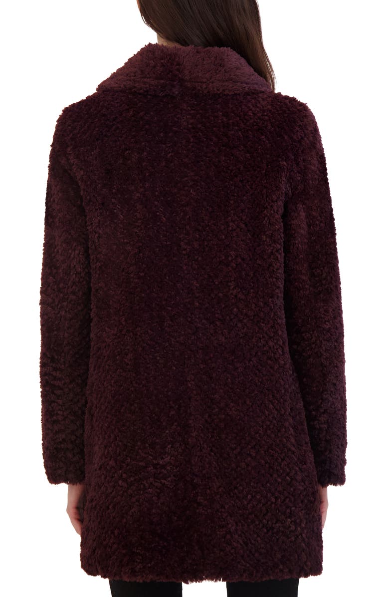 Kenneth Cole Textured Faux Fur Jacket, Alternate, color, Wine