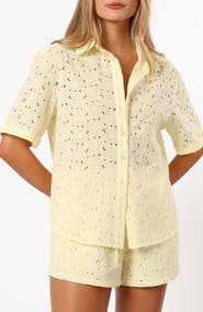 Petal & Pup Dazie Eyelet Short Sleeve Button-Up Shirt