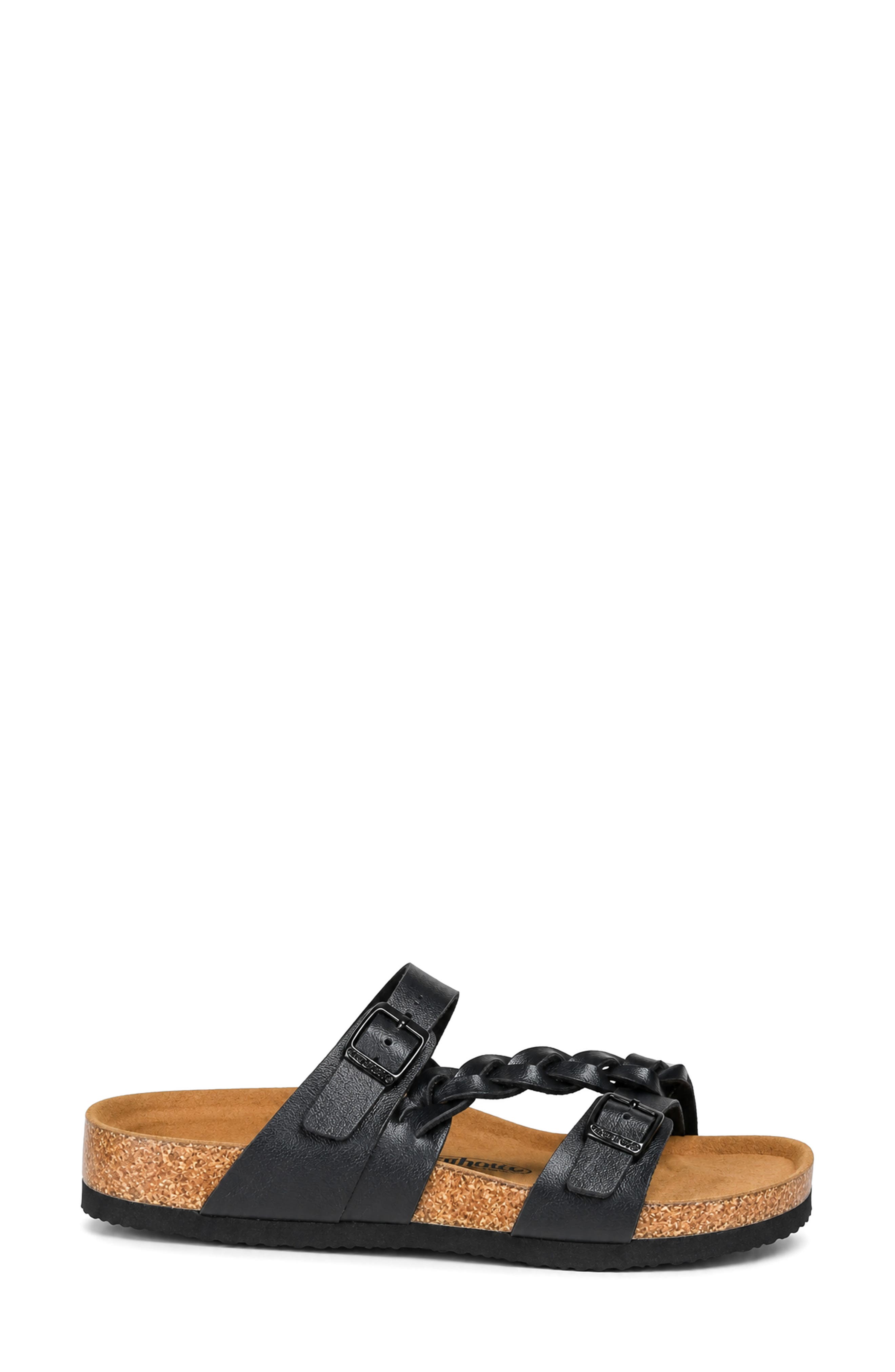 Viking Faux Leather Slide Sandal, Alternate, color, BLACK