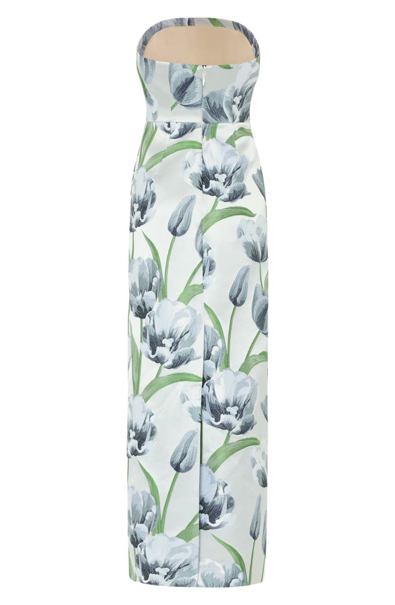 Milly Orion Tulip Jacquard Strapless Gown, Alternate, color, Blue