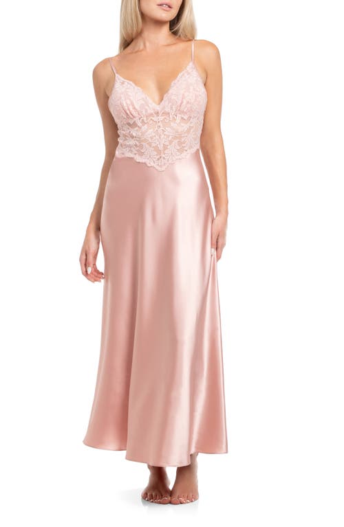 In Bloom By Jonquil Rosalie Satin & Lace Nightgown In Gray
