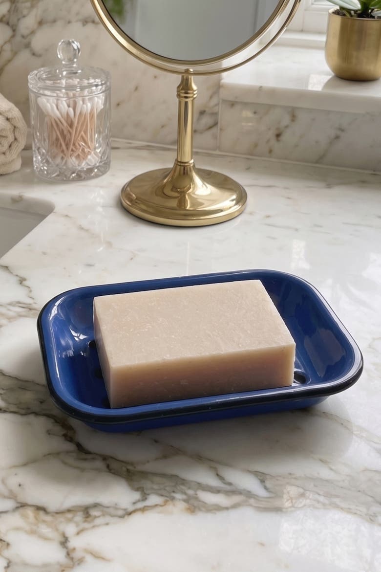 Enamel Soap Dish, Alternate, color, Cobalt