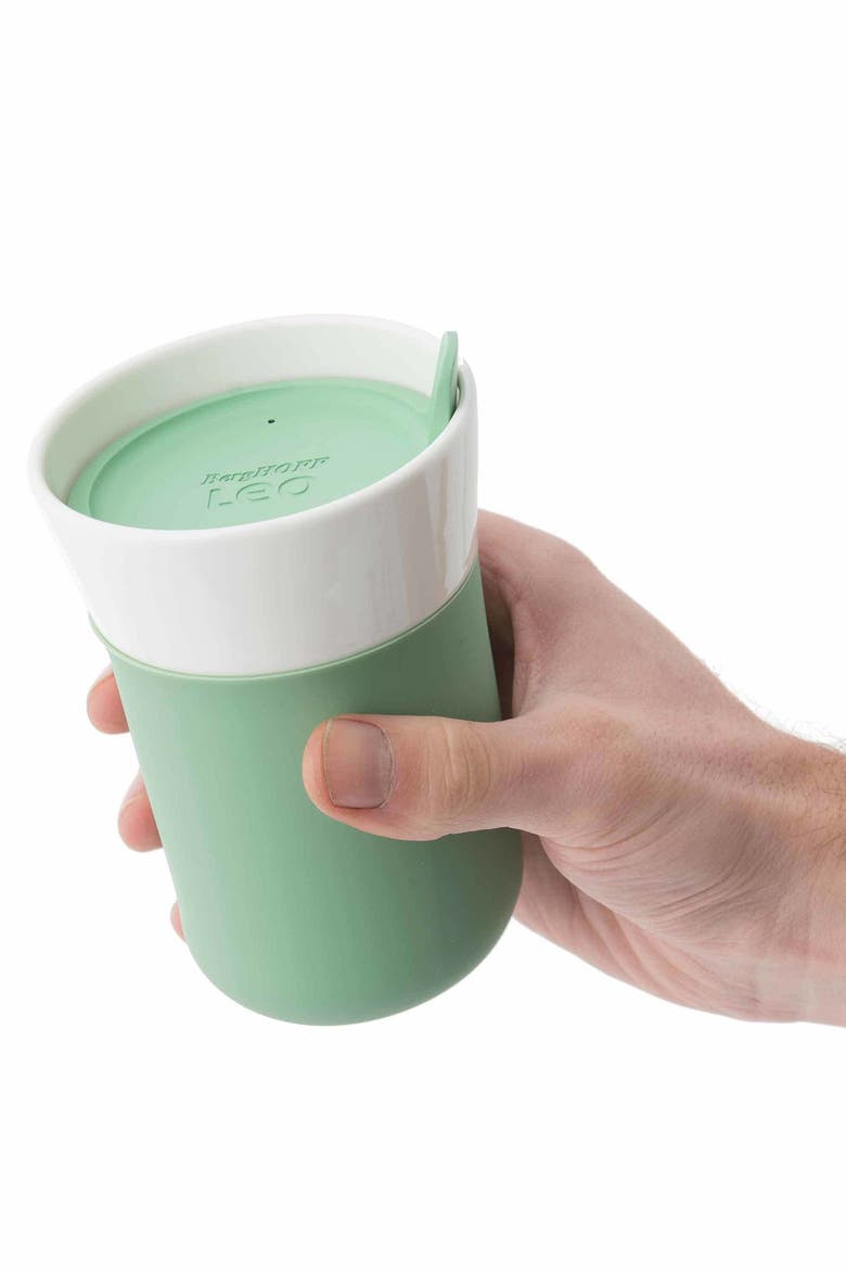 Green Leo Porcelain 11.16oz. Travel Mug, Main, color, GREEN