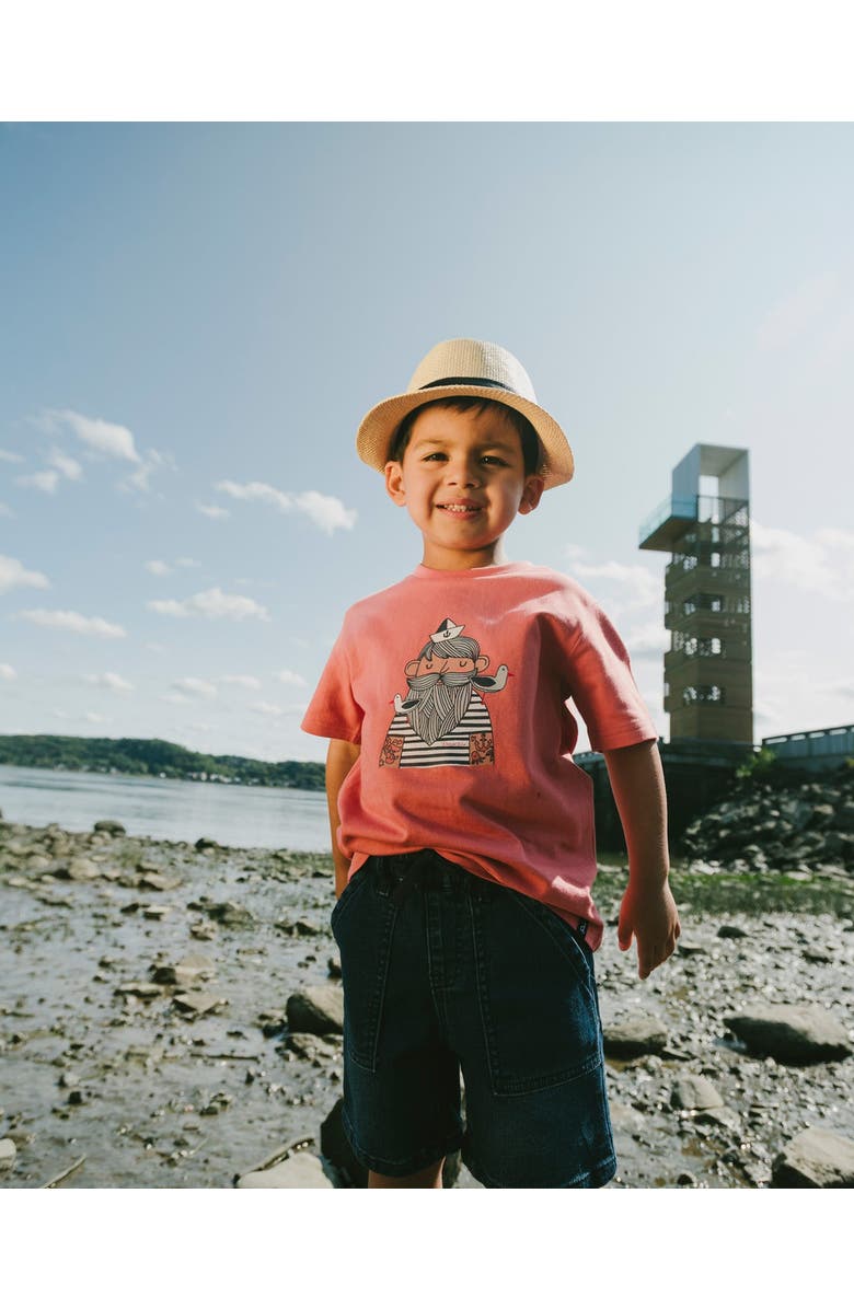 Deux par Deux Organic Cotton Sailor Graphic Short Sleeve T-Shirt, Alternate, color, Brick