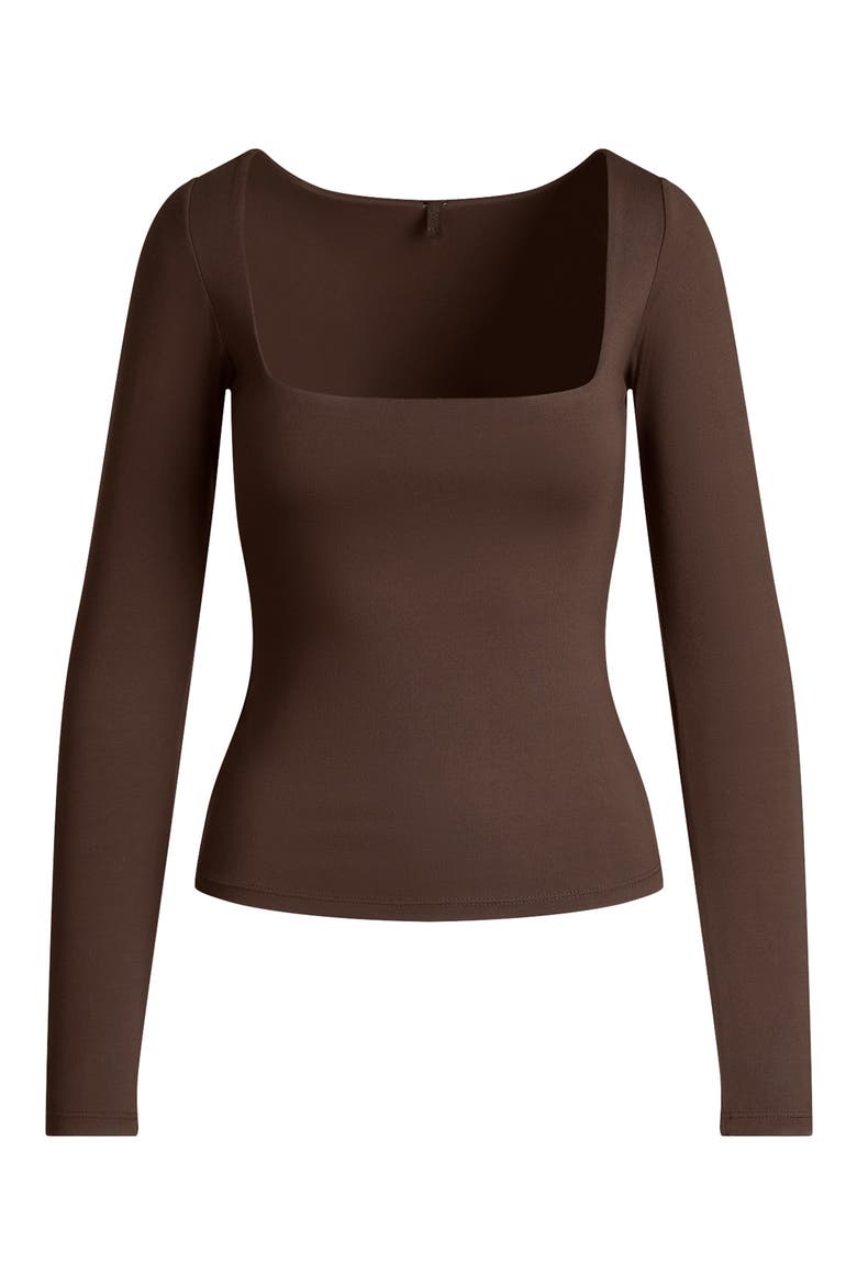 Smooth Layers Square Neck Long Sleeve Top, Alternate, color, ESPRESSO