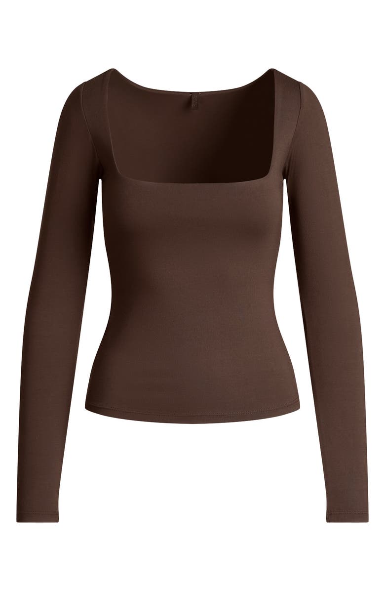 SKIMS Smooth Layers Square Neck Long Sleeve Top, Alternate, color, Espresso