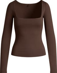 SKIMS Smooth Layers Square Neck Long Sleeve Top