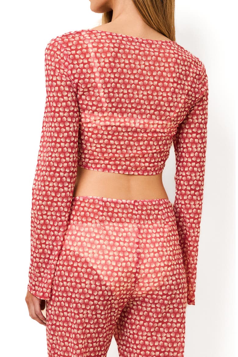 Dolly Sheer Crop Cover-Up Top, Alternate, color, SHELL PRINT
