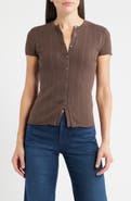 Madewell Short Sleeve Pointelle Cotton Blend Cardigan