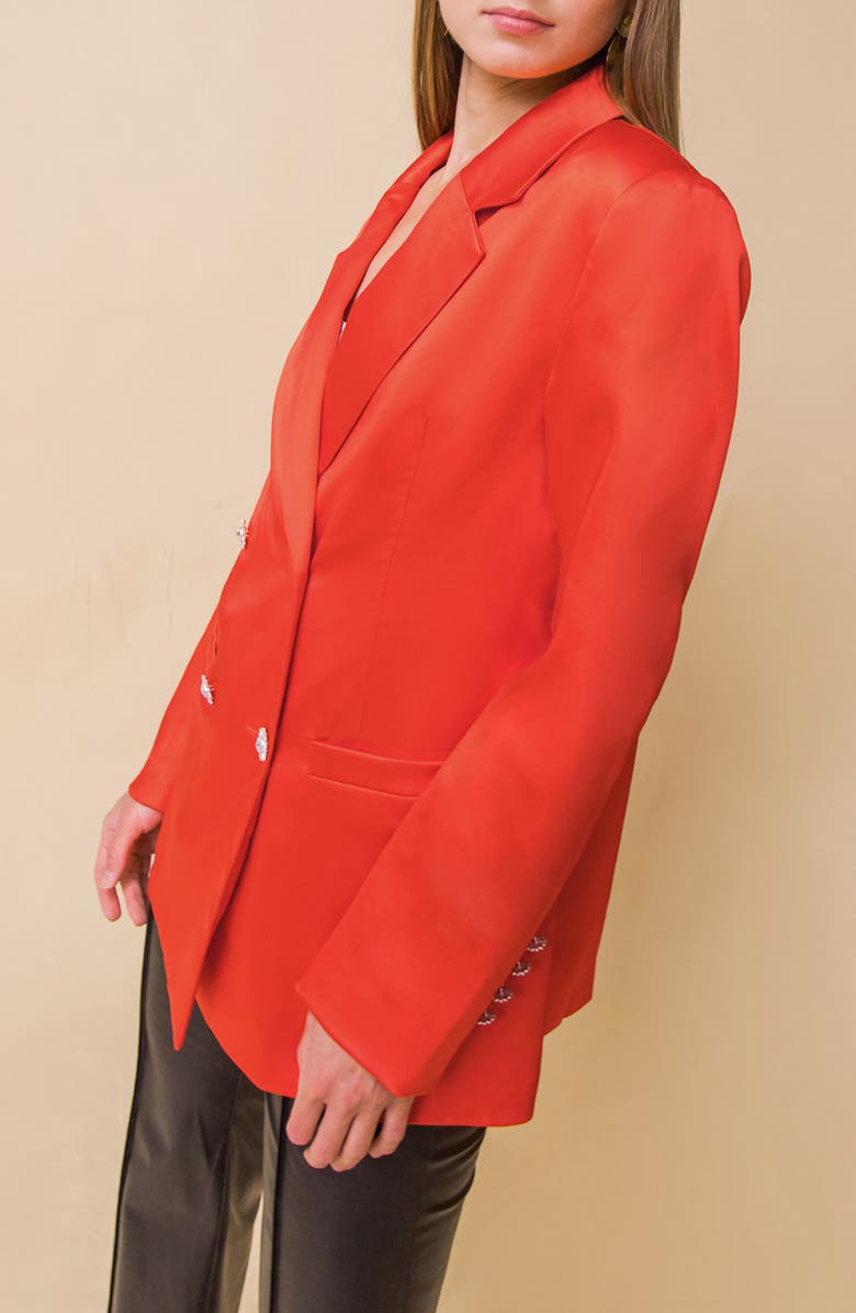 FLYING TOMATO Satin Blazer, Alternate, color, Orange